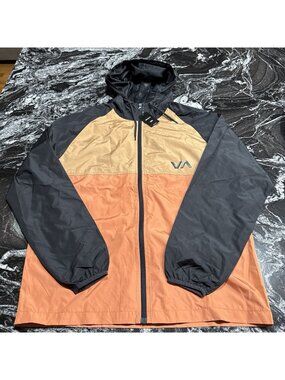 RVCA Ryder Jacket Black Orange Windbreaker Mens Size Medium NWT $86